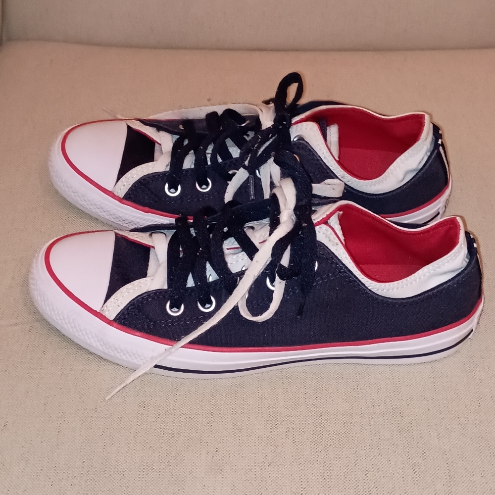 Converse Double All Star Blue Red White canvas Sneakers 10 - Picture 6 of 10